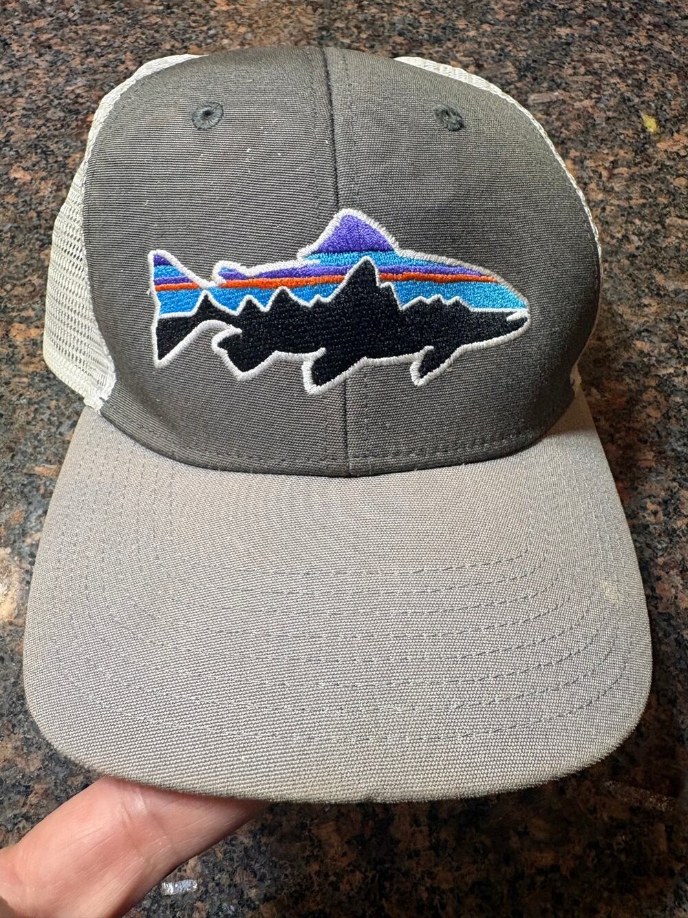 Patagonia Fitz Roy Trout Trucker Hat Gray/White Mesh